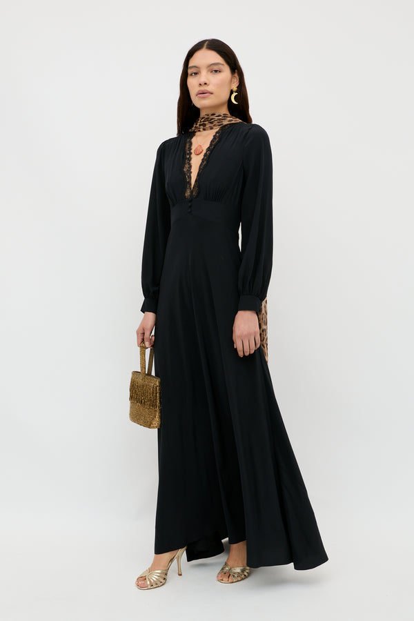 rixo Emory Silk Gown Black