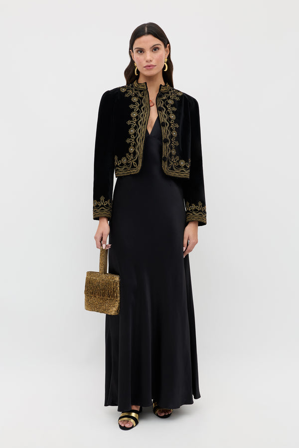 Rixo Evalise Satin Dress Black