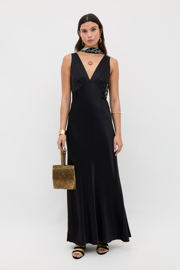 rixo Evalise Satin Dress Black