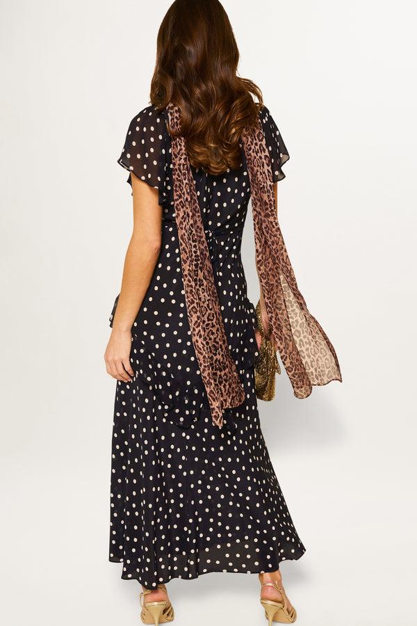 Rixo Evie Silk Dress Bohemia Spot Deep Navy