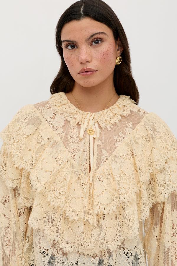 Rixo Faryn Lace Top Vintage Cream