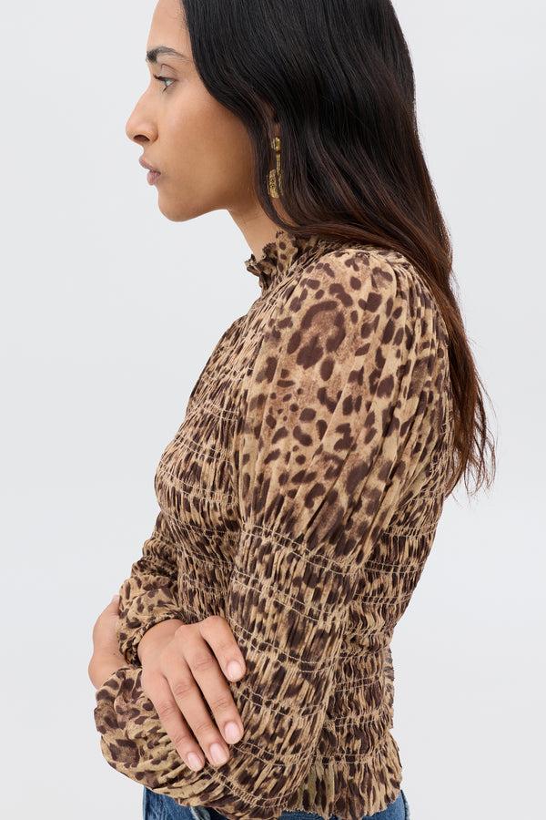 Rixo Gardenia Top Mila Leopard Brown