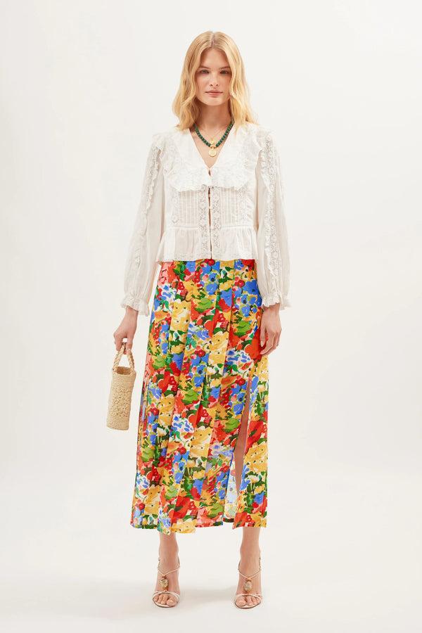 Rixo Georgia Midi Skirt Wedding Floral Multi