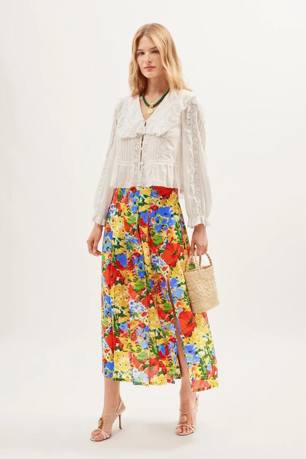 rixo Georgia Midi Skirt Wedding Floral Multi