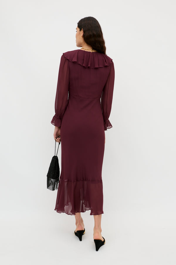 Rixo Gracye Georgette Dress Maroon