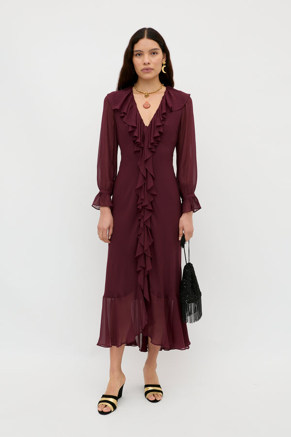 rixo Gracye Georgette Dress Maroon