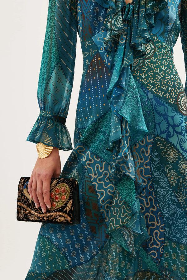 Rixo Gracye Midi Dress Ibiza Night Teal