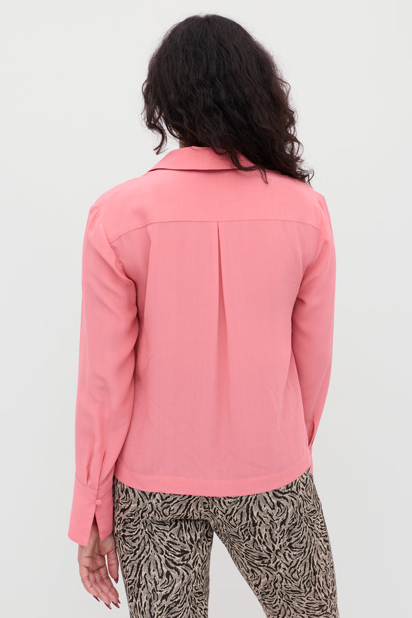 Rixo Havan Silk Shirt Pink