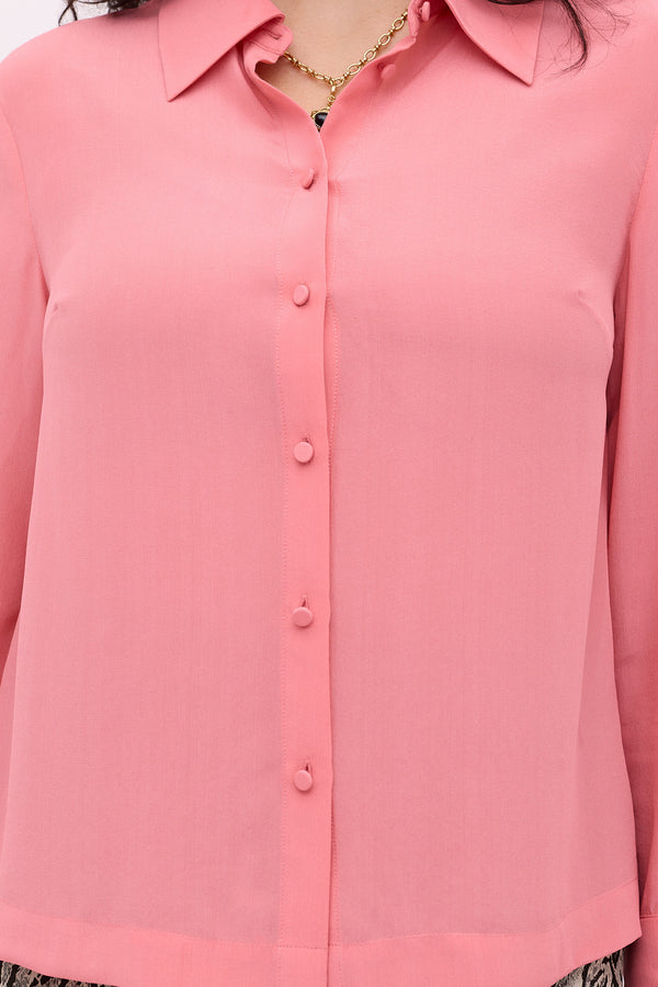 Rixo Havan Silk Shirt Pink