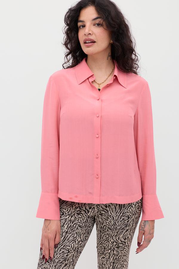 rixo Havan Silk Shirt Pink