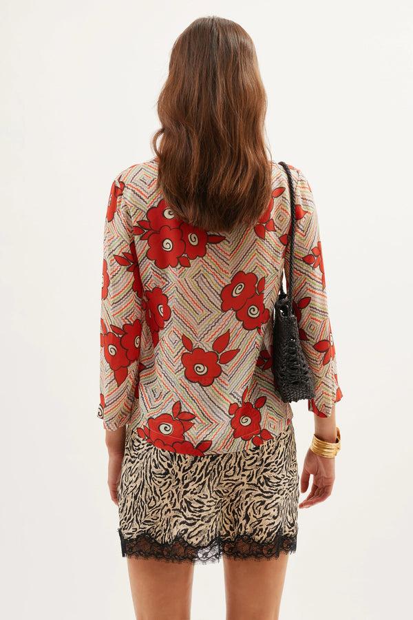 Rixo Henny Blouse Milos Floral Cream