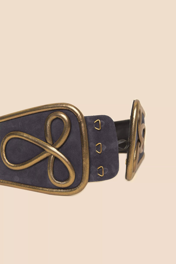 Rixo Inigo Suede Belt Navy