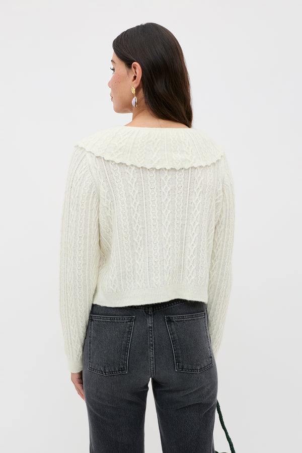 Rixo Jelena Wool-Blend Cardigan Cream