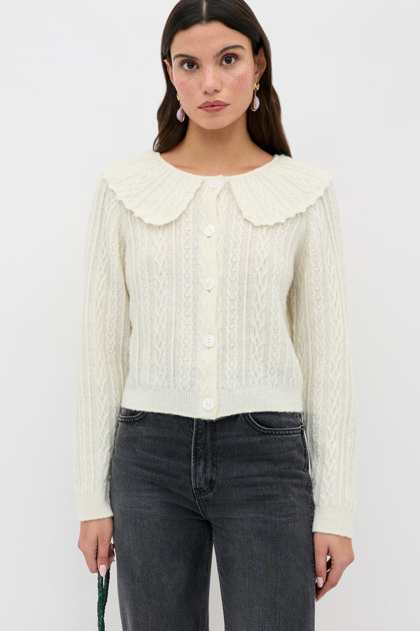 rixo Jelena Wool-Blend Cardigan Cream