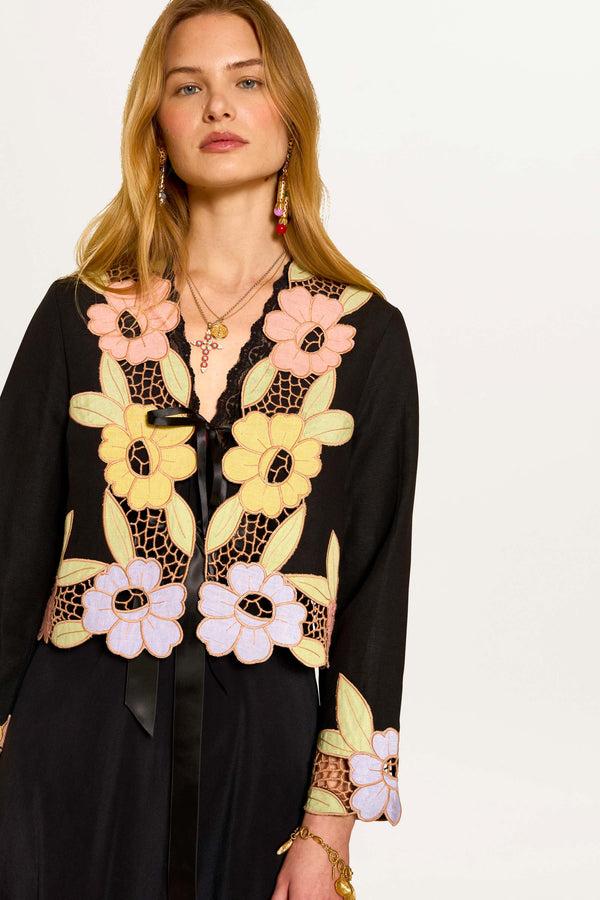 Rixo Jeremiah Linen-Blend Jacket Black