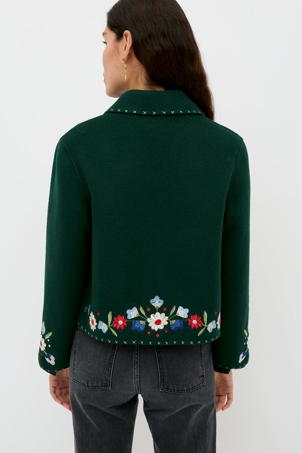 Rixo Jude Jacket Bliss Embroidery Green