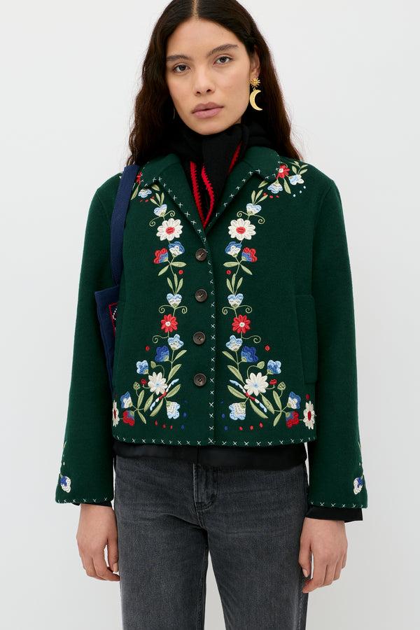rixo Jude Jacket Bliss Embroidery Green
