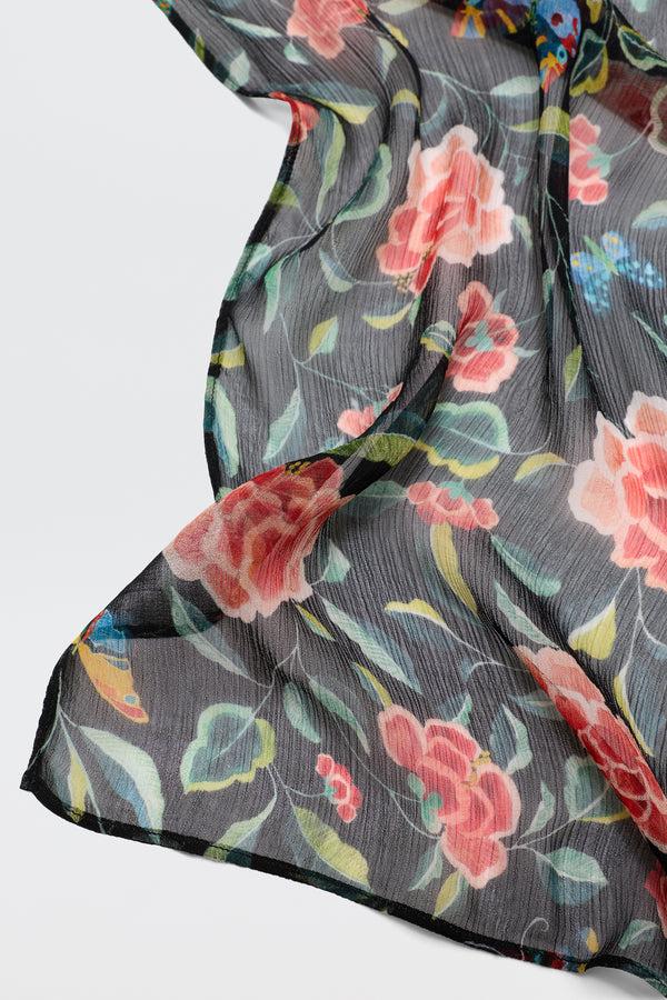 Rixo Julien Scarf Butterfly Floral Black