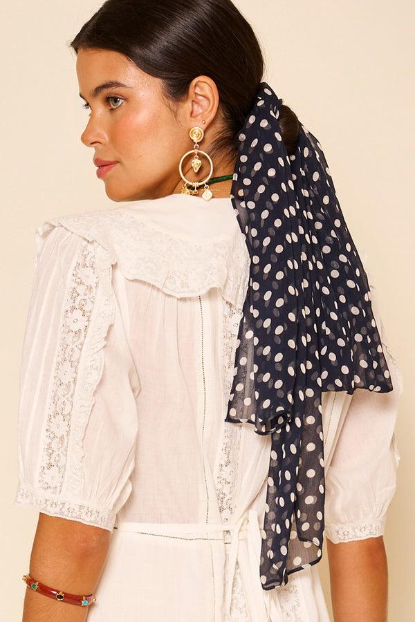 Rixo Julien Scarf Emma Spot Deep Navy