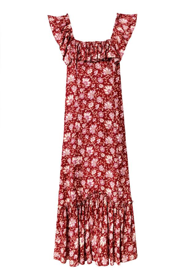 Rixo June Midi Dress Jaipur Floral Red