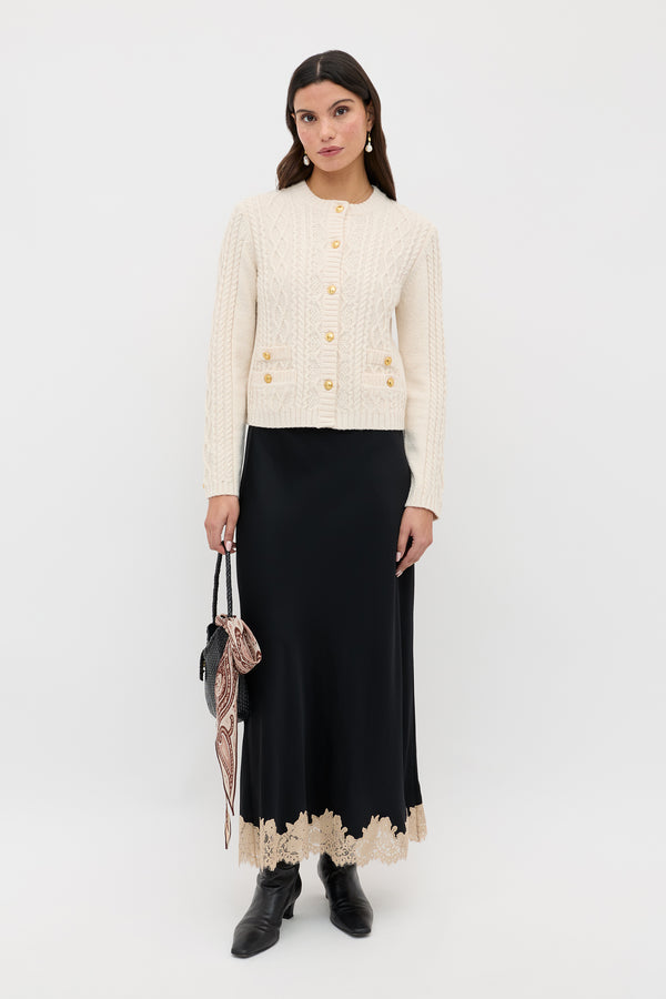 Rixo Kamina Wool Cardigan Cream