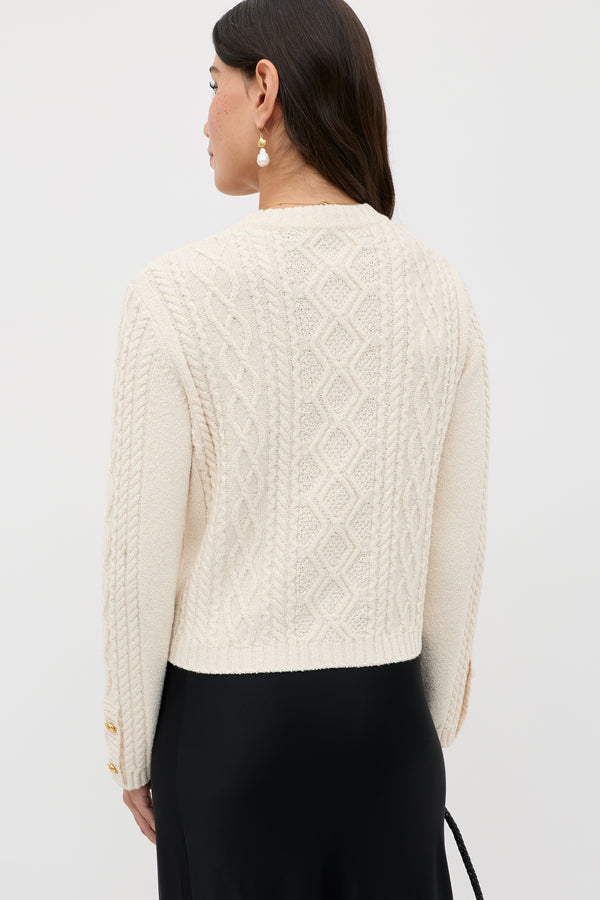 Rixo Kamina Wool Cardigan Cream