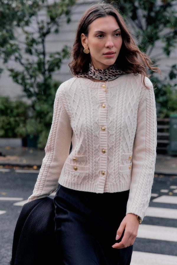 rixo Kamina Wool Cardigan Cream