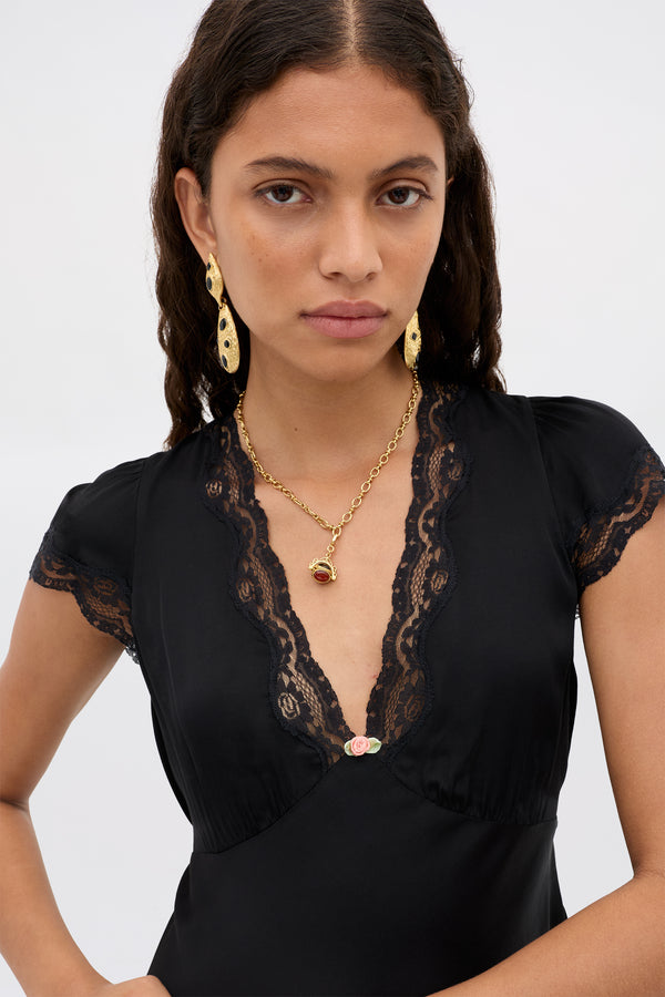 Rixo Karia Satin Top Black