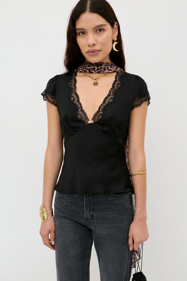 rixo Karia Satin Top Black