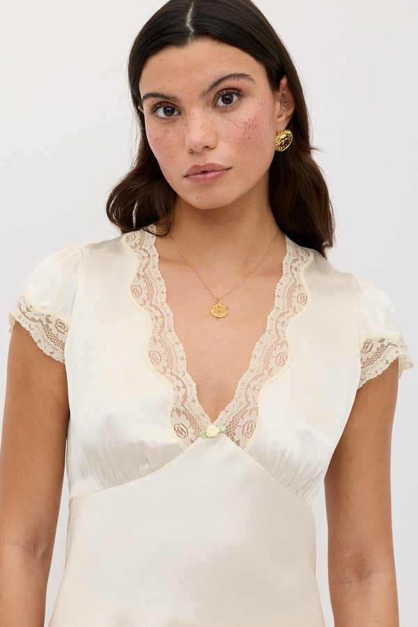 Rixo Karia Satin Top Champagne