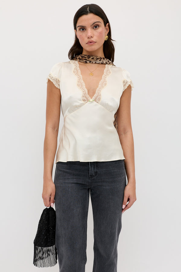 Rixo Karia Satin Top Champagne