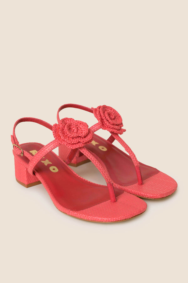 Rixo Kasey Raffia Sandals Red