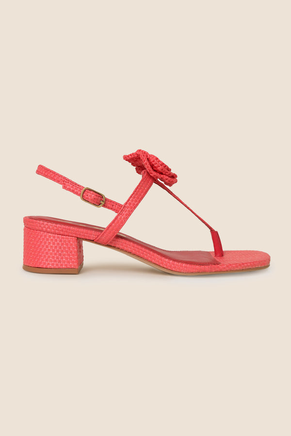 rixo Kasey Raffia Sandals Red