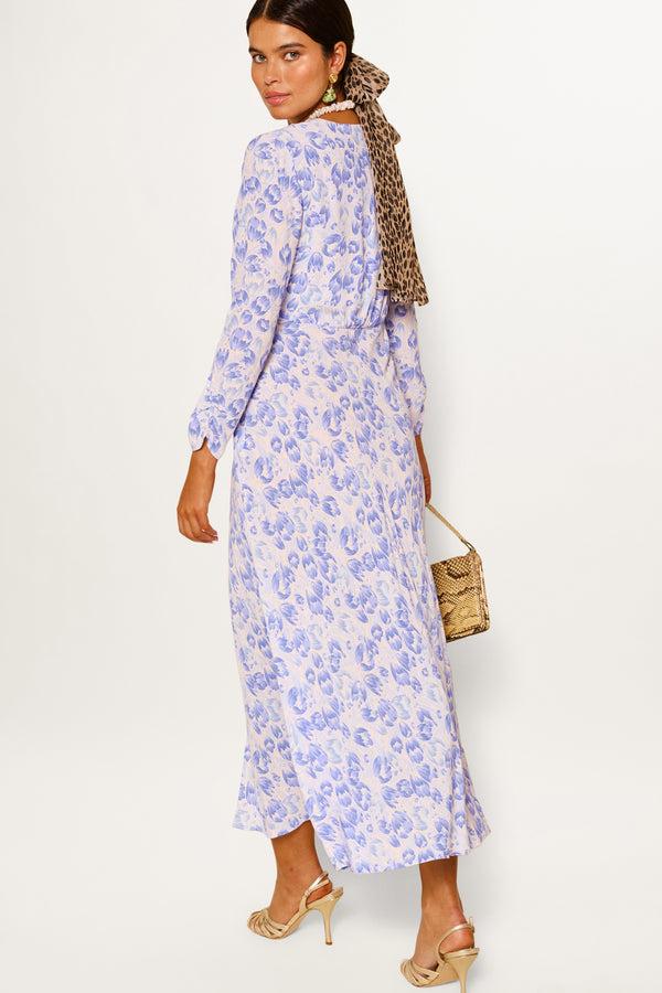 Rixo Katie Midi Dress Tulip Fields Cornflower Blue