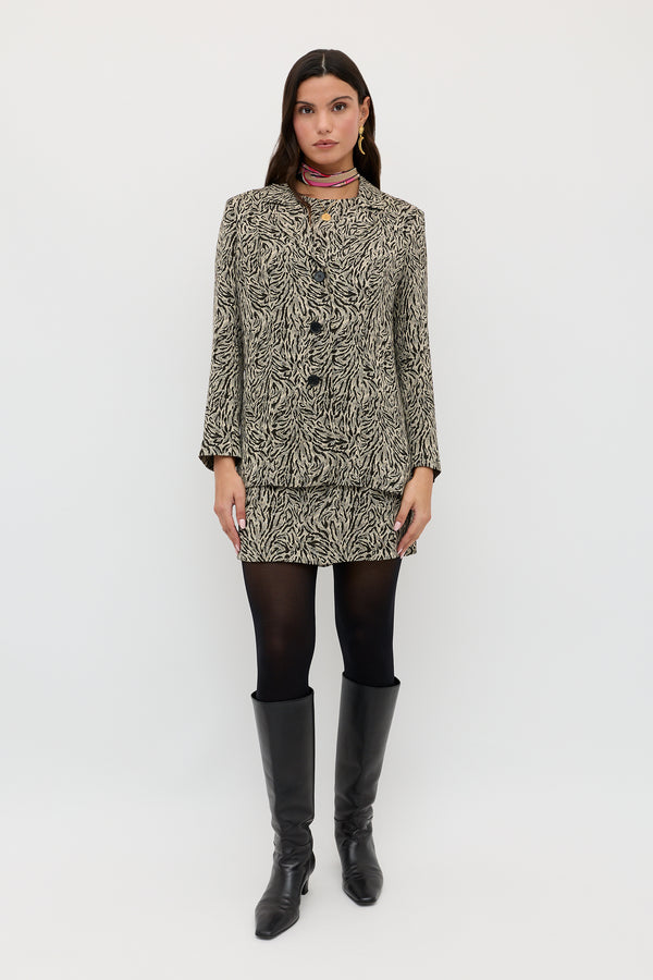 Rixo Katrin Jaquard Mini Dress Sun Leo Tan