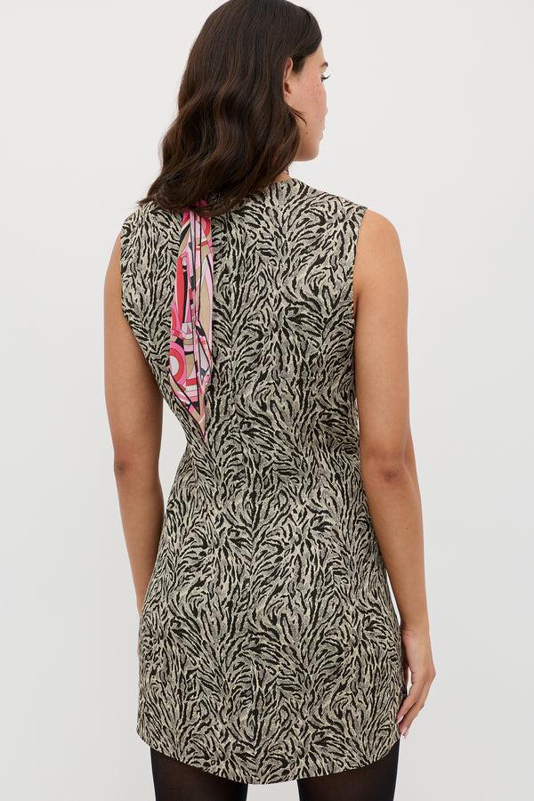 Rixo Katrin Jaquard Mini Dress Sun Leo Tan