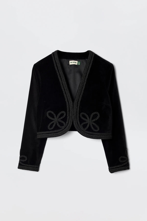Rixo Kesia Velvet Jacket Clover Appliqué Black