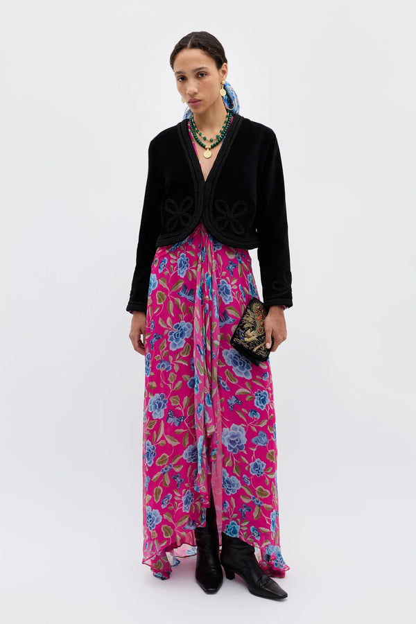 Rixo Kesia Velvet Jacket Clover Appliqué Black