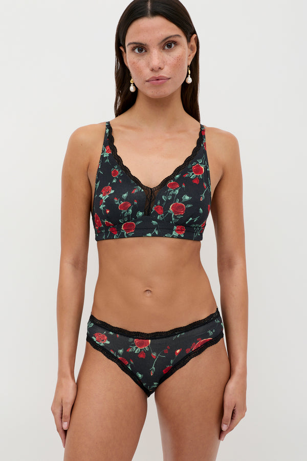 Rixo Lace Plunge Bralette Claudia Rose Black
