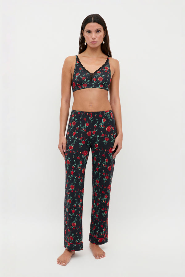 Rixo Lace Plunge Bralette Claudia Rose Black