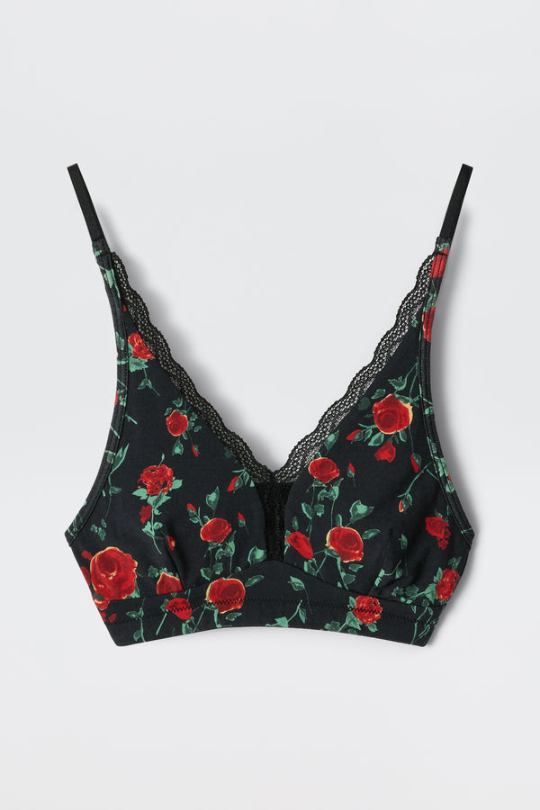 Rixo Lace Plunge Bralette Claudia Rose Black