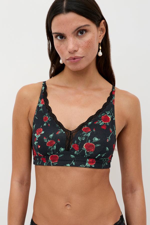 rixo Lace Plunge Bralette Claudia Rose Black