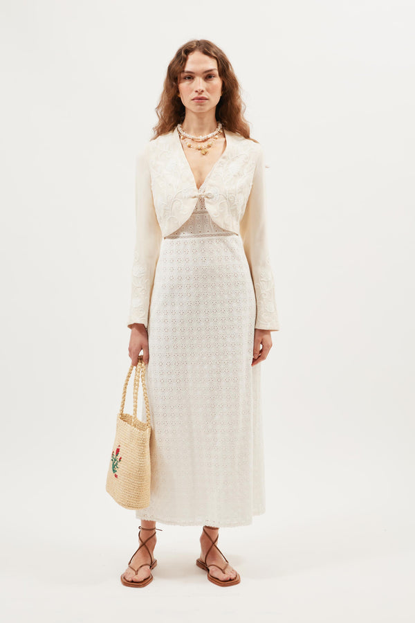 Rixo Learke Embroidered Jacket Cream