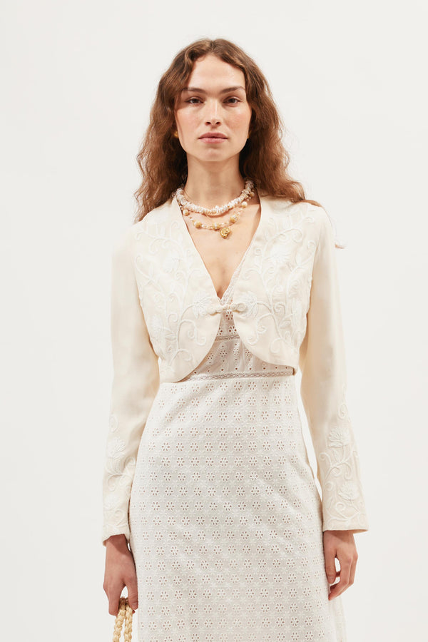 rixo Learke Embroidered Jacket Cream