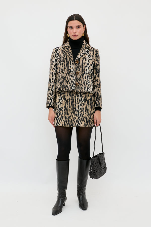 Rixo Leila Leopard Jacket Bohemia Leopard Brown