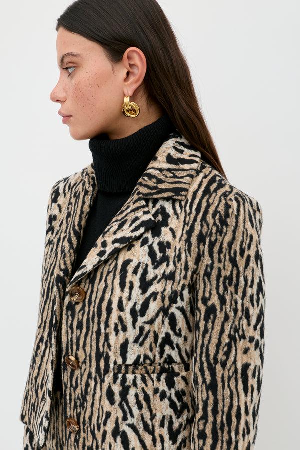 Rixo Leila Leopard Jacket Bohemia Leopard Brown
