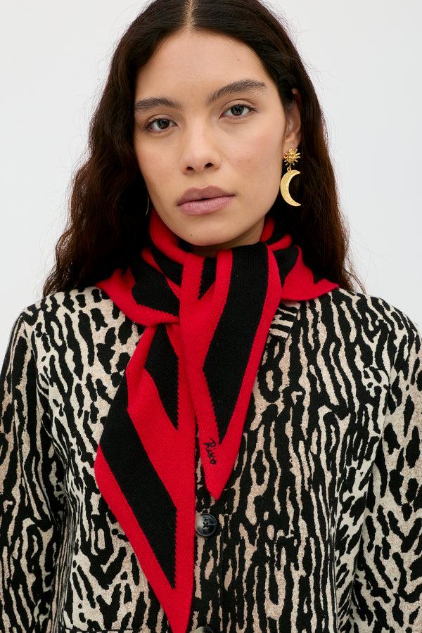 Rixo Lianora Wool-Cashmere Scarf Sailor Stripe Red