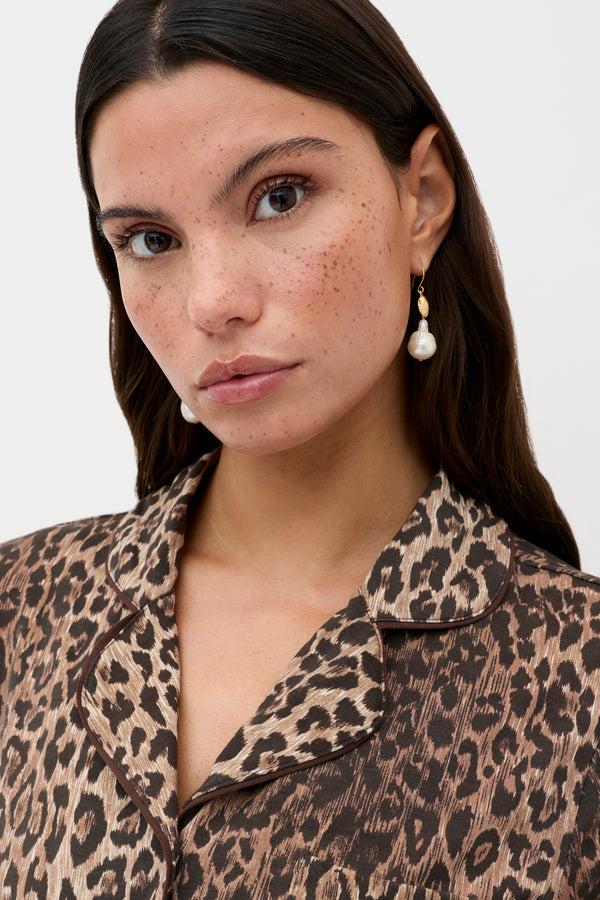 Rixo Long Pyjamas Leopard Brown