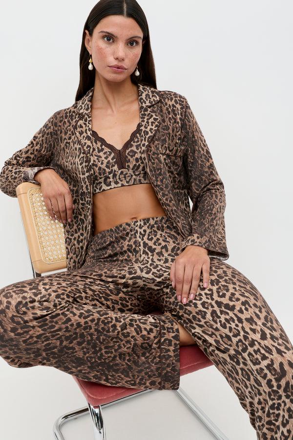 rixo Long Pyjamas Leopard Brown