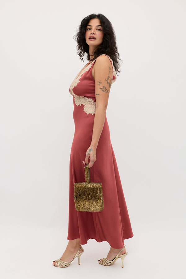 Rixo Lysandra Satin Dress Rose